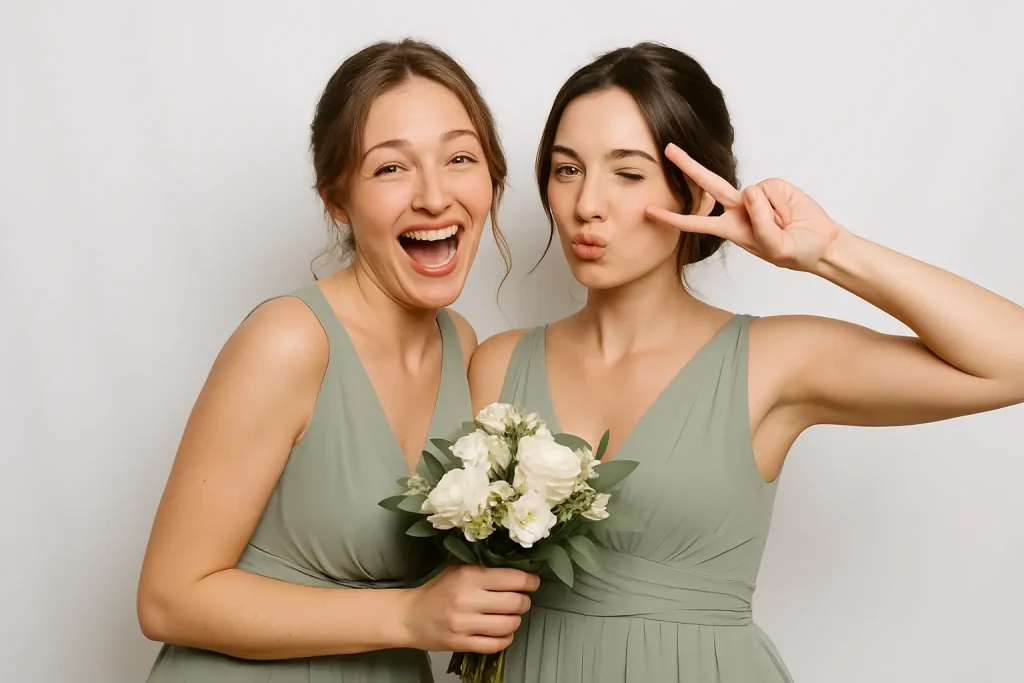 Exemple de photos de demoiselles d'honneur à un mariage avec photo booth