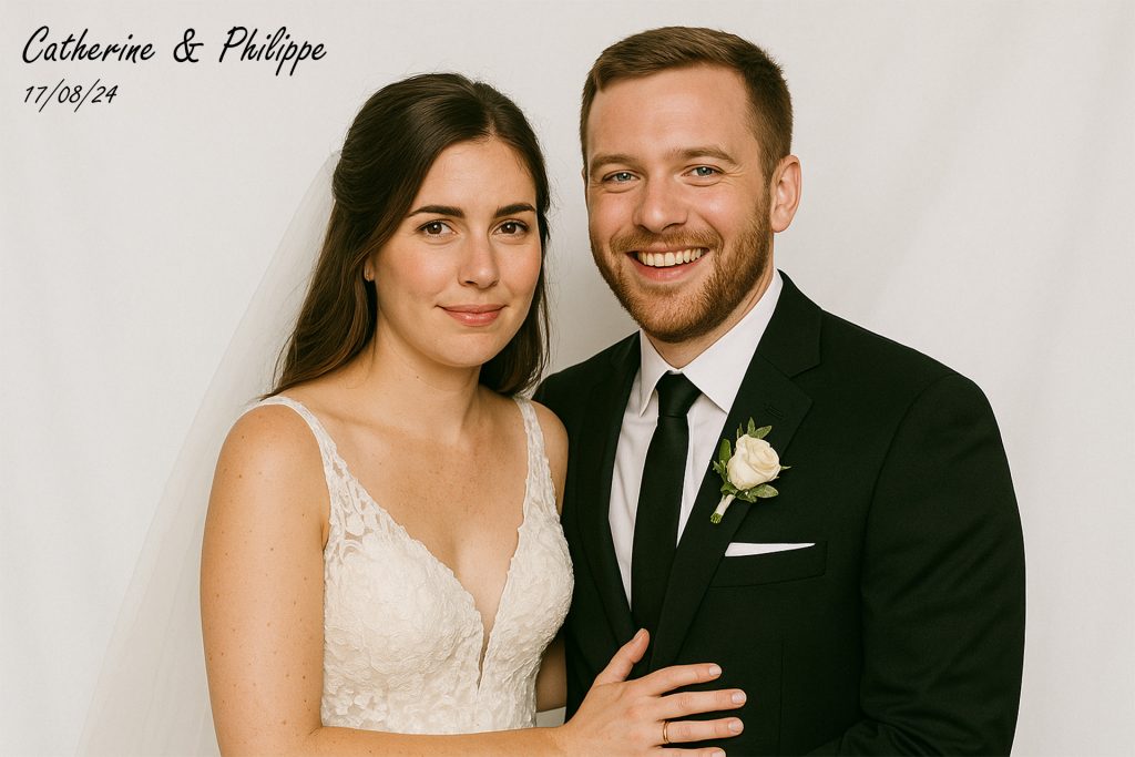 Exemple avec mariés cadre 4x6 sans bordure pour Photo Booth