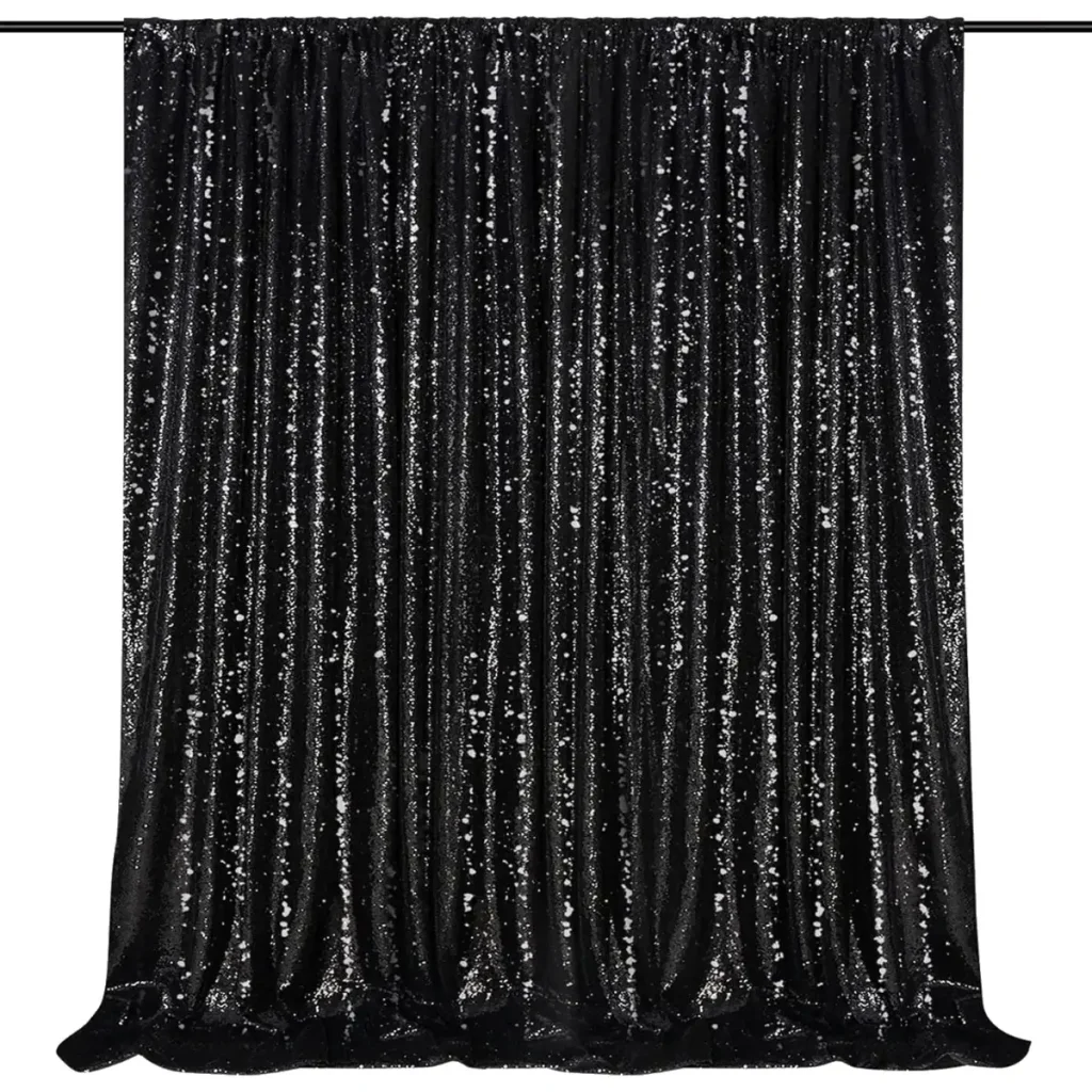 Toile de fond en paillette pour Photo Booth couleur noir