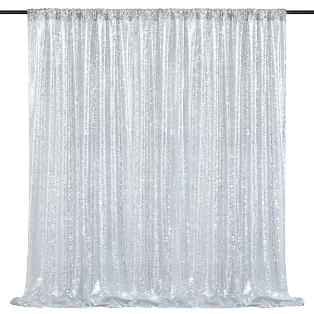 Toile de fond en paillette pour Photo Booth couleur argent